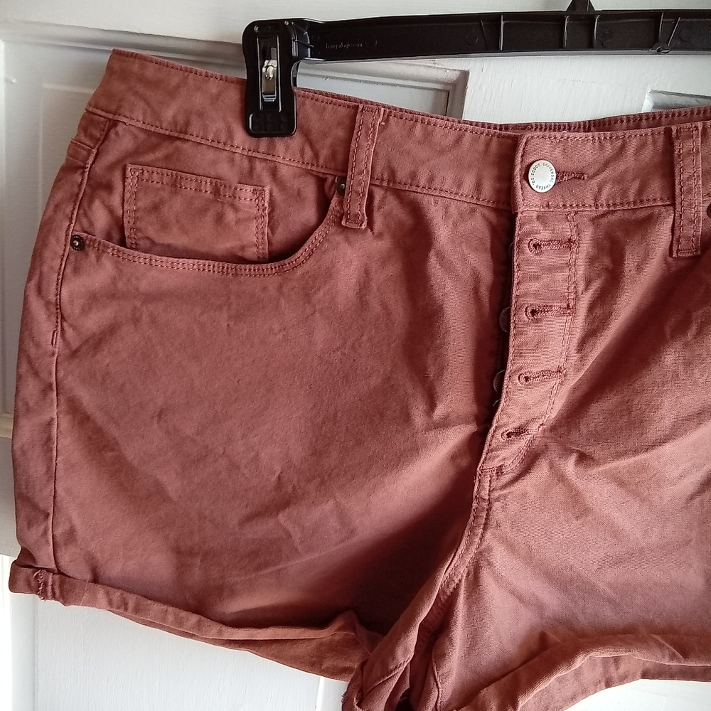 Women's Universal Thread Rust Denim Shorts Plus Size 18 Button Fly